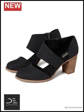 TOMS Milan Women's Closed-Toe Block Heel Pump Nylon Textile Lining Leather
